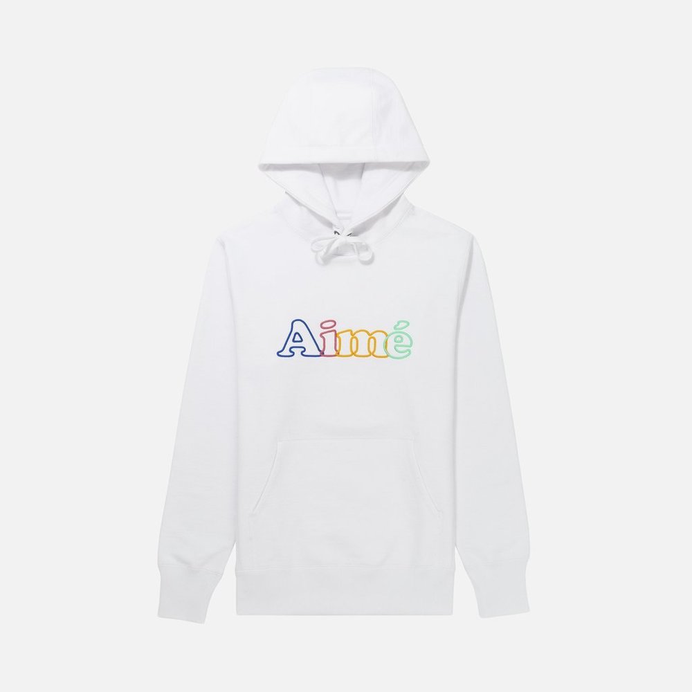 Aimé Leon Dore 20 Oz Terry Embroidered Logo Hoody White